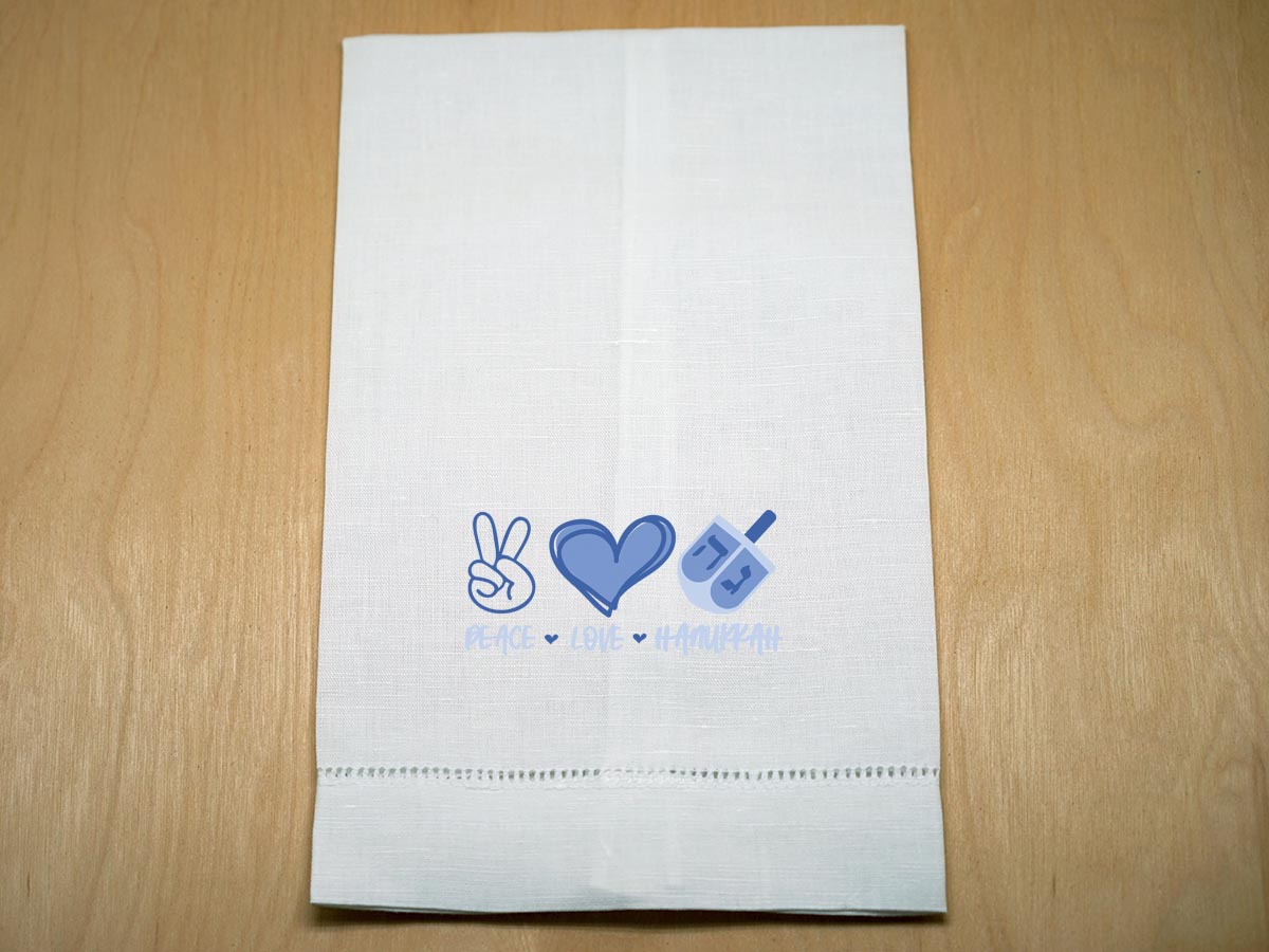 Peace, Love, Hanukkah Linen Guest Towel