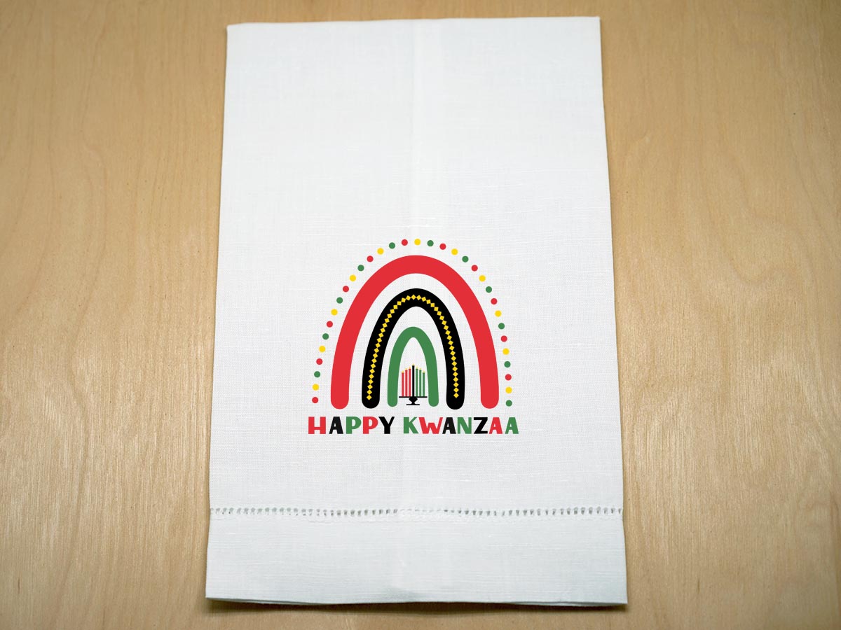 Rainbow Kwanzaa Linen Hand Towel