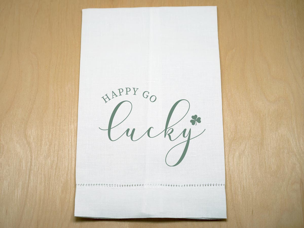 St Patrick Day Happy Go Lucky Guest Hand Towel