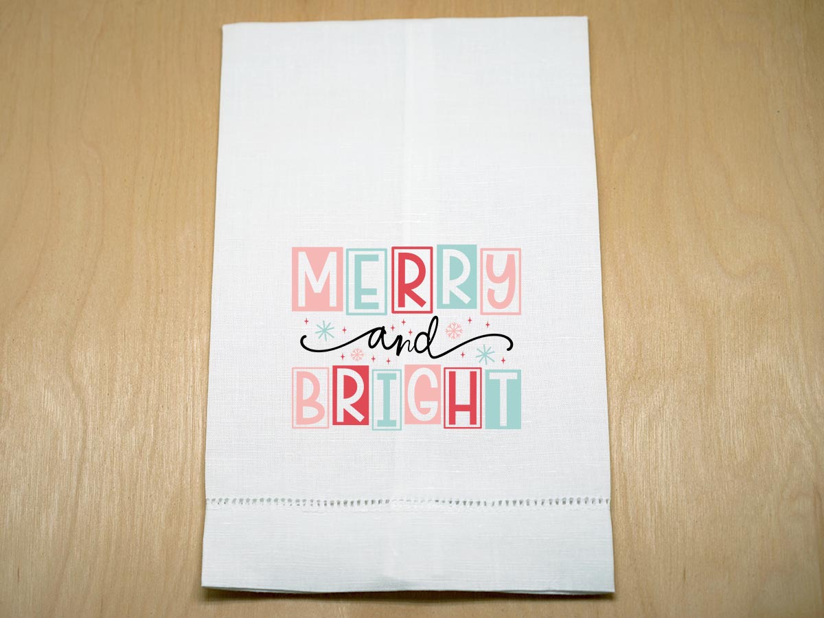 Merry and Bright Holiday Print Linen Towel