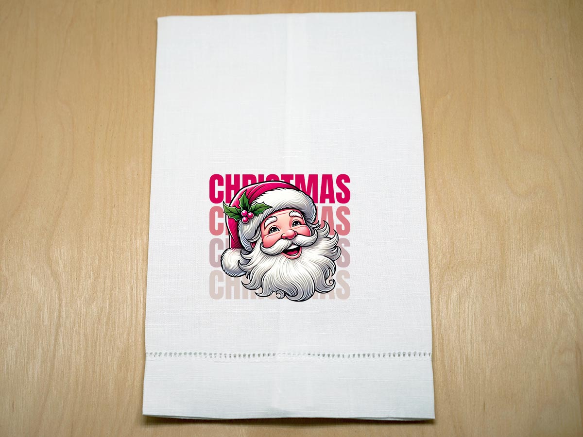 Retro Santa Christmas Linen Guest Towel