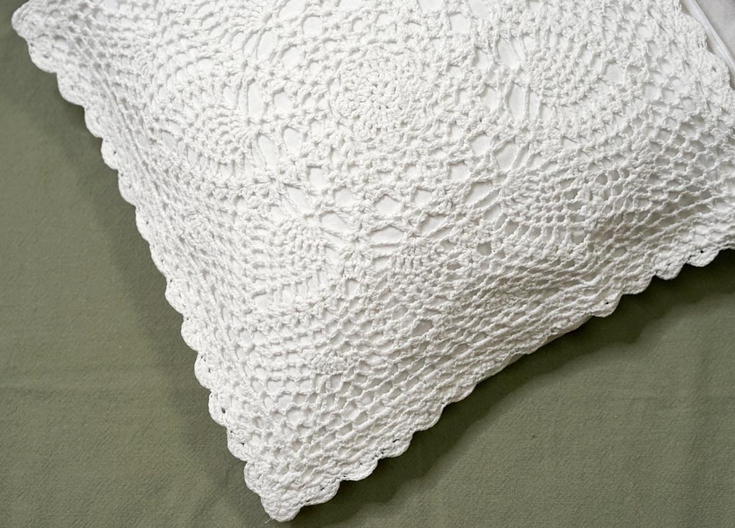 Pair of Throw Pillow Covers with Crochet Lace