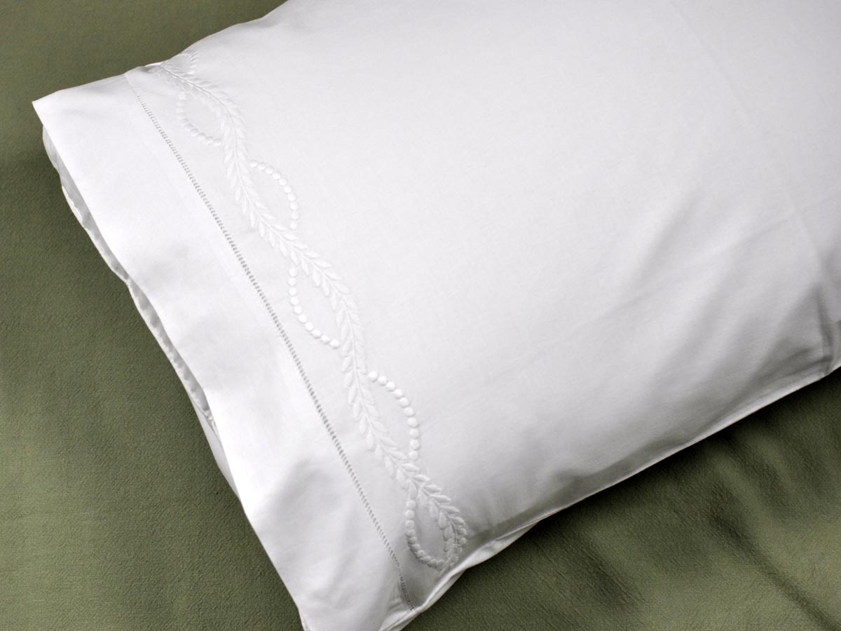 Pair of White Pillowcases with an Infinity Design