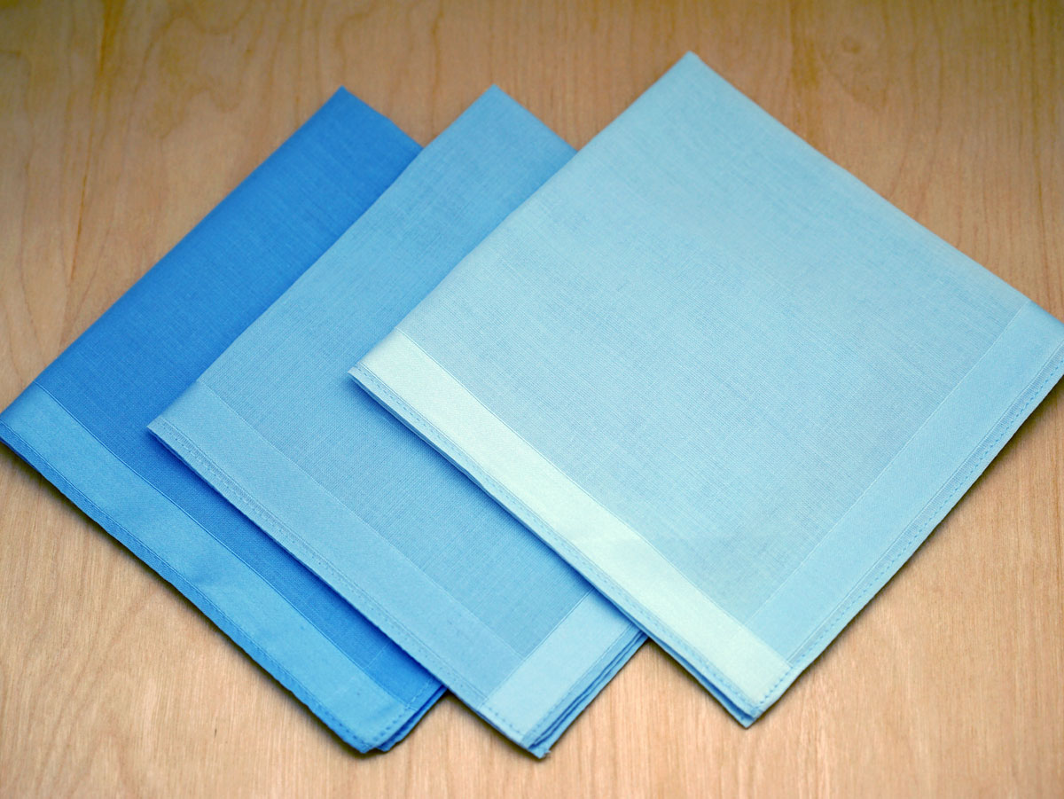 Set of 3 Mixed Blue Woven Pocket Squares