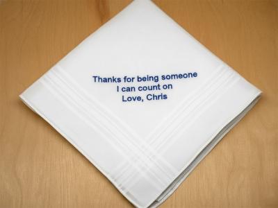 Personalized Thank You Mens Handkerchief w/ 4 Lines Font AR