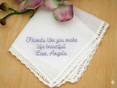 Personalized Friendship Handkerchief w/ 4 Lines Font N