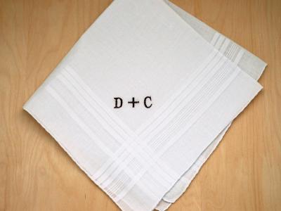 Mens Monogrammed Couples Handkerchief - Font R