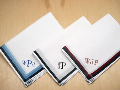 Set of 3 Mixed Color Band Mens Handkerchiefs Font R