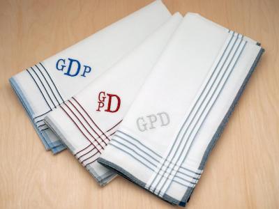 Monogrammed Handkerchiefs Personalized Custom Hankies Set Of 3 Orted White Striped Monogrammed Mens Hankies Font R