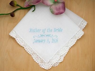 Mother of the Bride Personalized Handkerchief w/Date - Font I