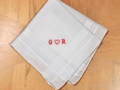 Mens Valentines Day Heart Handkerchief- Font R