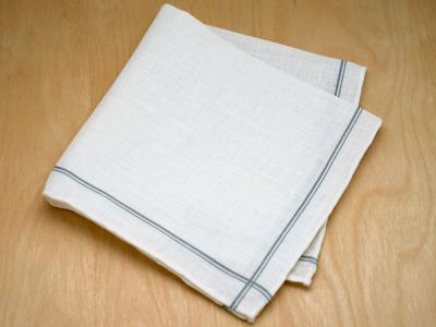 Gray Striped Mens Linen Pocket Square