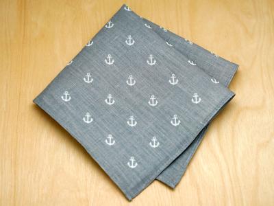 Nautical Gray Mens Linen Pocket Square