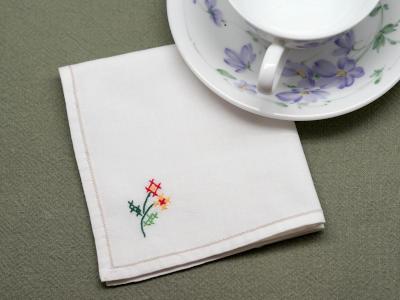 1 Dozen Tea Napkins With Floral Cross Stitch Design