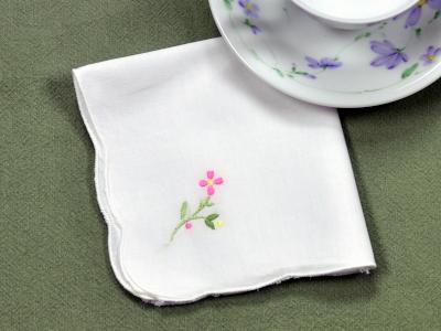 1 Dozen Pink Embroidered Daisy Luncheon Napkins