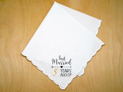 Just Married # Years Ago Customizable Anniversary Handkerchief