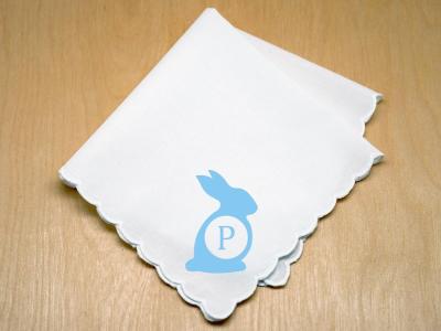 Custom Print Handkerchief w/ Blue Bunny And 1 Initial