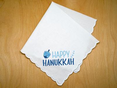 Happy Hanukkah Print Hankie with Dreidal