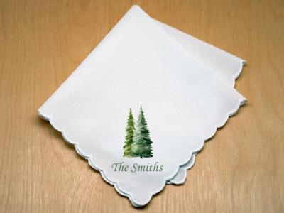 Custom Print Handkerchief w/ Evergreen Trees And 1 Line