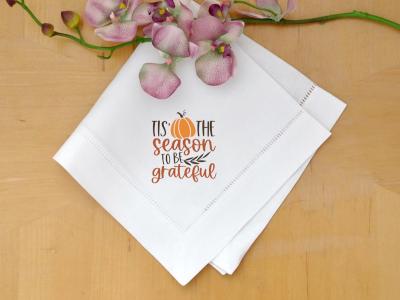 Set Of 4 Tis The Season Thanksgiving Linen Dinner Napkins