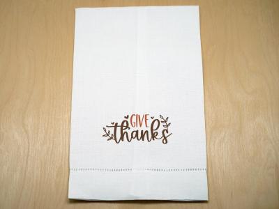 Give Thanks Printed Linen Hand Towel