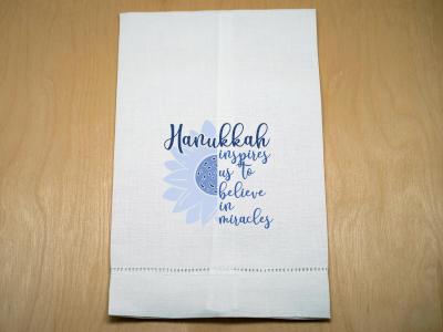 Miracles and Belief Hanukkah Linen Hand Towel