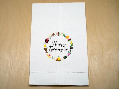 Happy Kwanzaa Wreath Linen Guest Towel