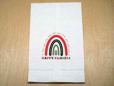 Rainbow Kwanzaa Linen Hand Towel