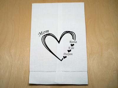 Custom Linen Towel With Moms Heart And Children Names