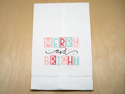 Merry and Bright Holiday Print Linen Towel