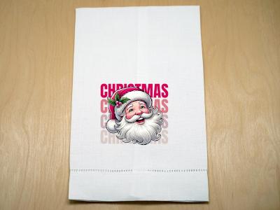 Retro Santa Christmas Linen Guest Towel