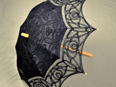 Black Battenburg Lace Parasol