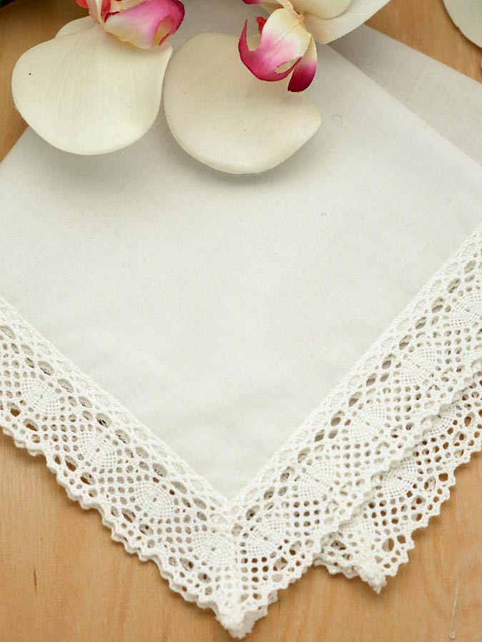 Set of 3 Ivory Honeycomb Lace Ladies Handkerchiefs