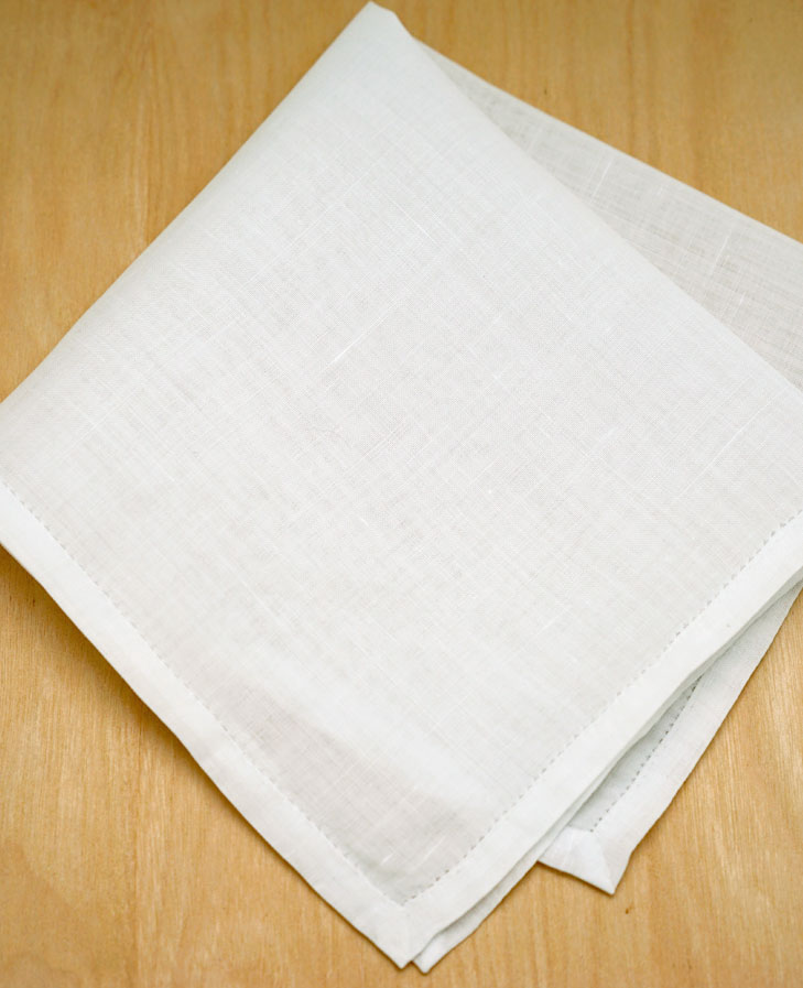 White Linen Mens Pocket Square