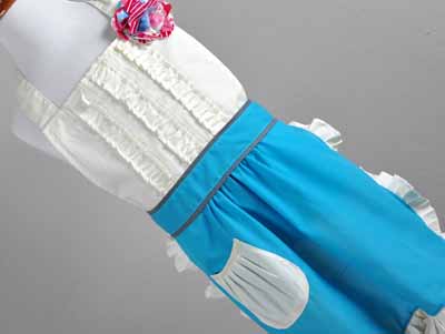 Childrens Sassy Teal and Cream Ruffle Apron