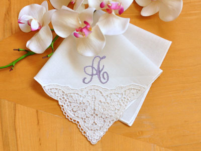 Ivory Lotus German Plauen Lace Ladies Handkerchief