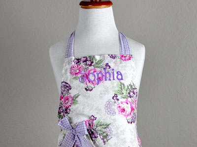 Vintage Inspired Purple and Pink Kids Apron