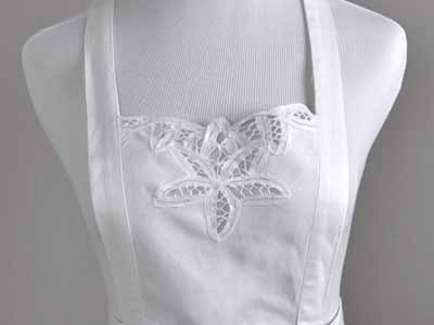 Royal Battenburg Lace Full Length Hostess Apron