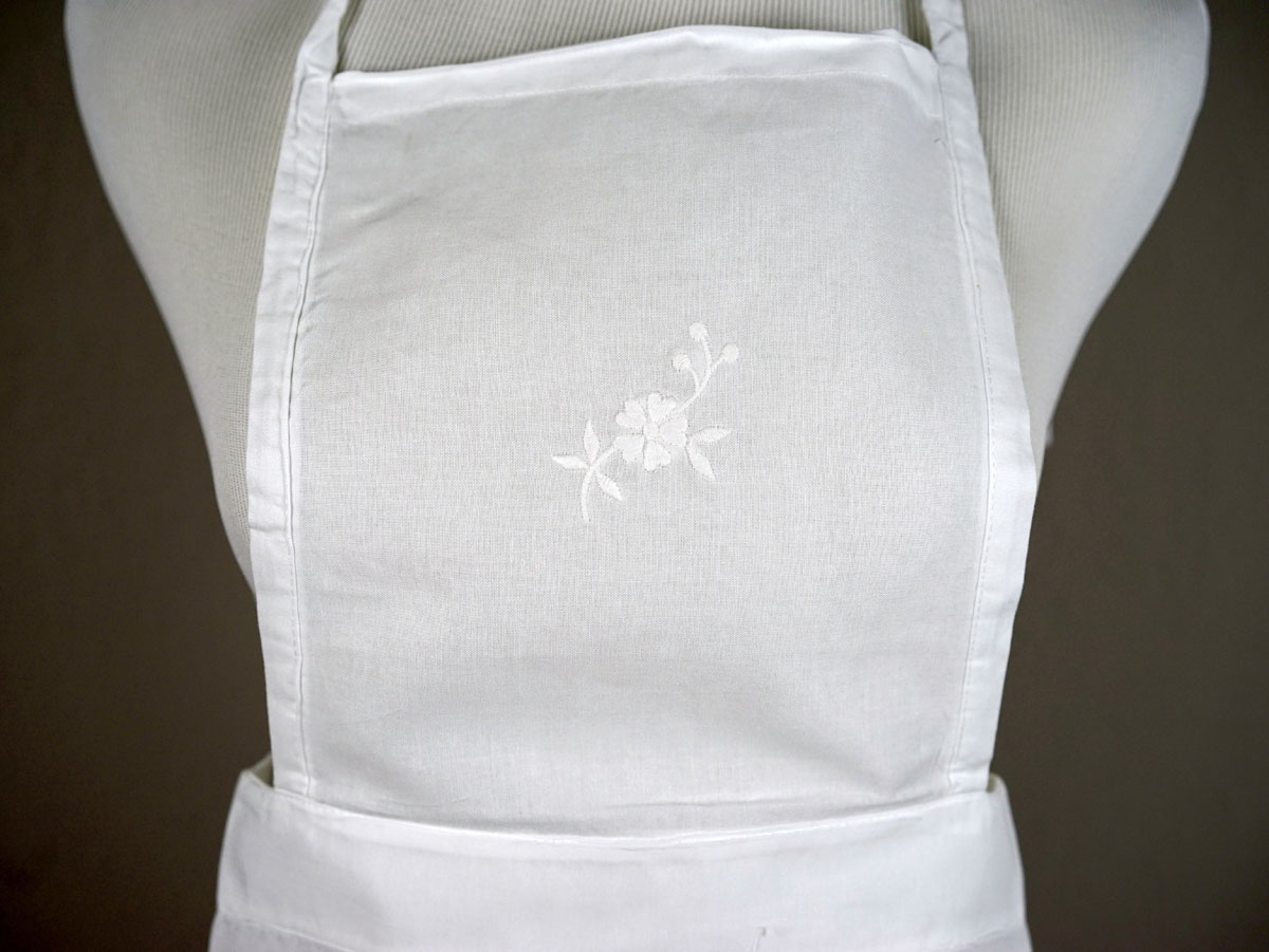 Floral Embroidered Cotton Hostess Apron