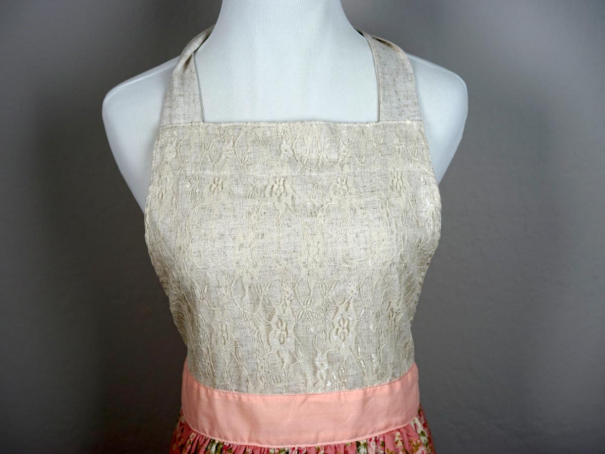 Vintage Inspired Dusty Rose Lace Hostess Apron