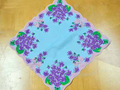 Vintage Inspired Bouquet of Violets Print Hankie