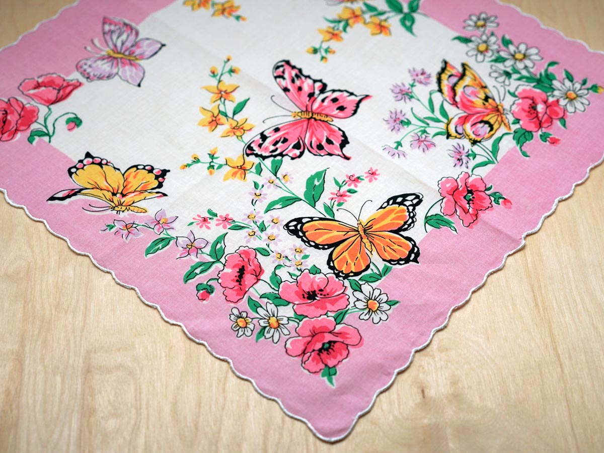 Vintage Inspired Butterfly Printed Handkerchief