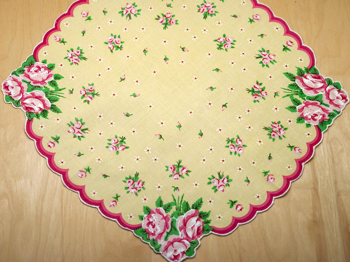 Vintage Sunny Floral Roses Handkerchief