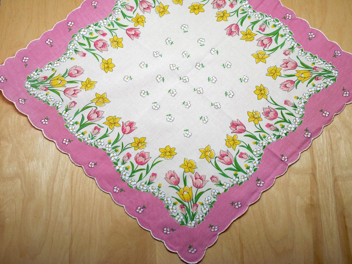 Vintage Spring Garden Floral Handkerchief