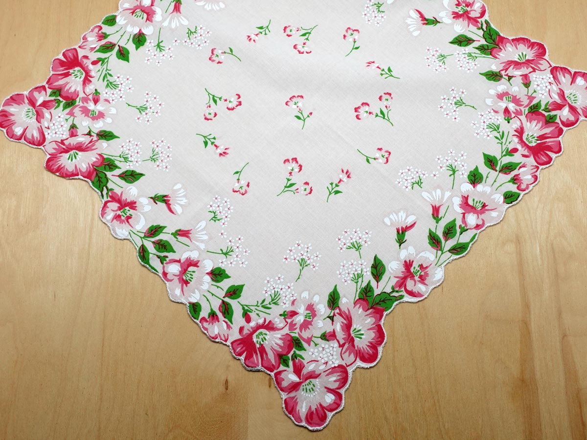Vintage Inspired Dogwood Blossom Print Handkerchief
