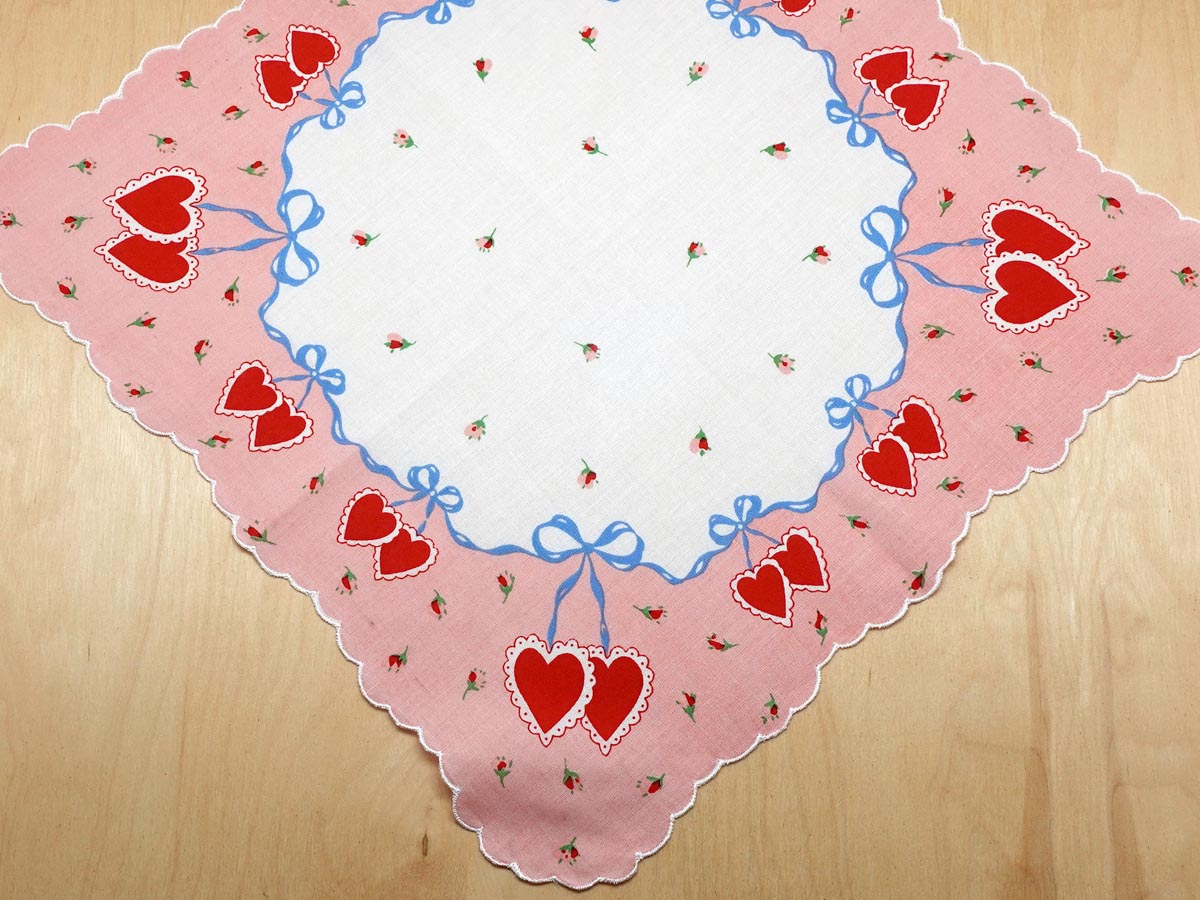 Vintage Inspired Couple Heart Print Handkerchief