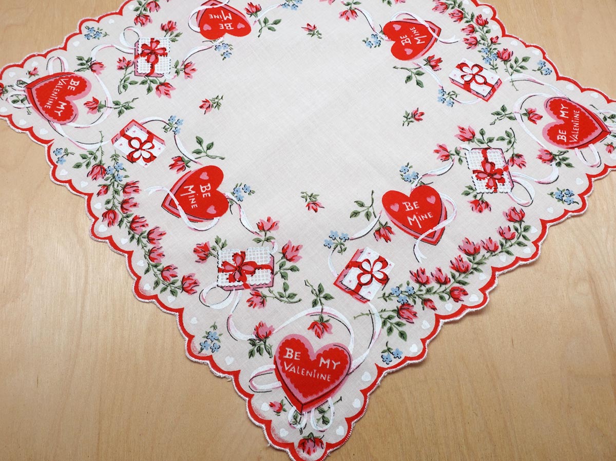 Vintage Inspired Valentines Be Mine Print Hankie