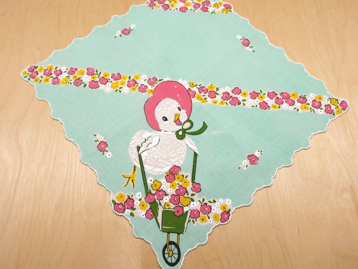 Vintage Inspired Floral Chick Print Hankie