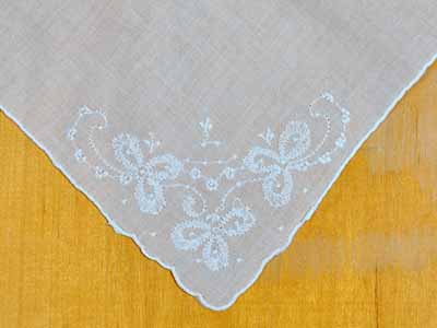 Set of 3 White Wedding Bows Handkerchiefs