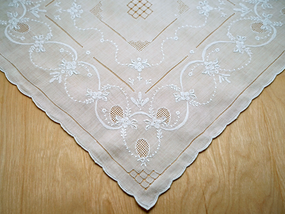 White Forever Love Floral Handkerchief